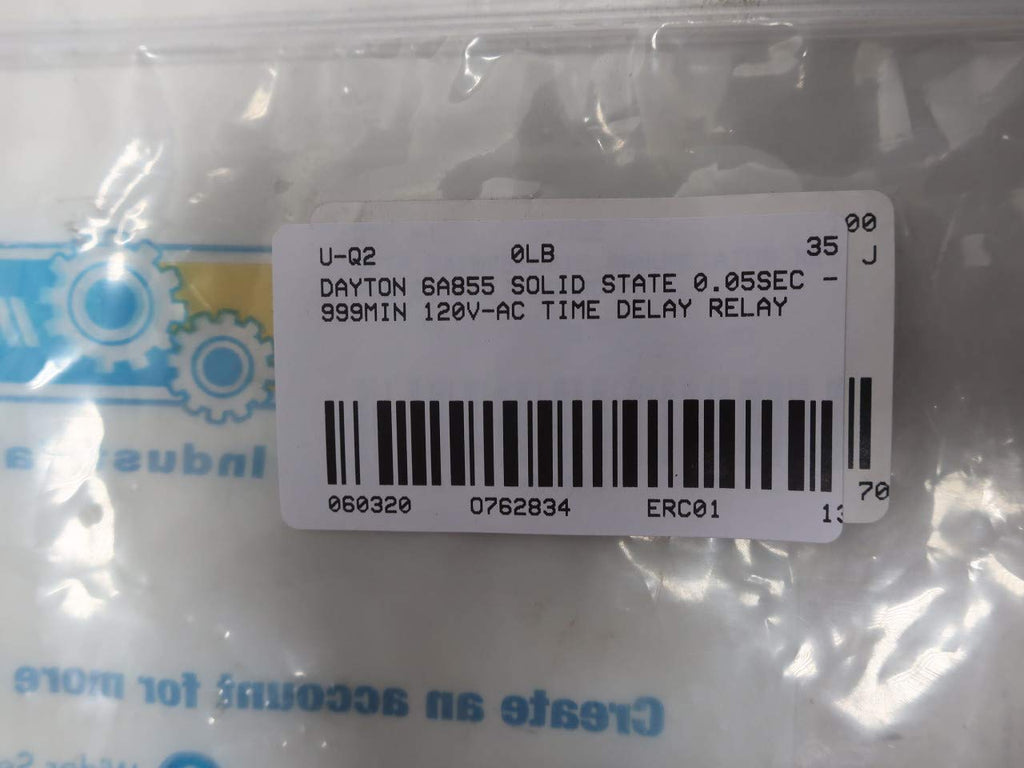 DAYTON 6A855 Solid State 0.05SEC - 999MIN 120V-AC TIME DELAY Relay