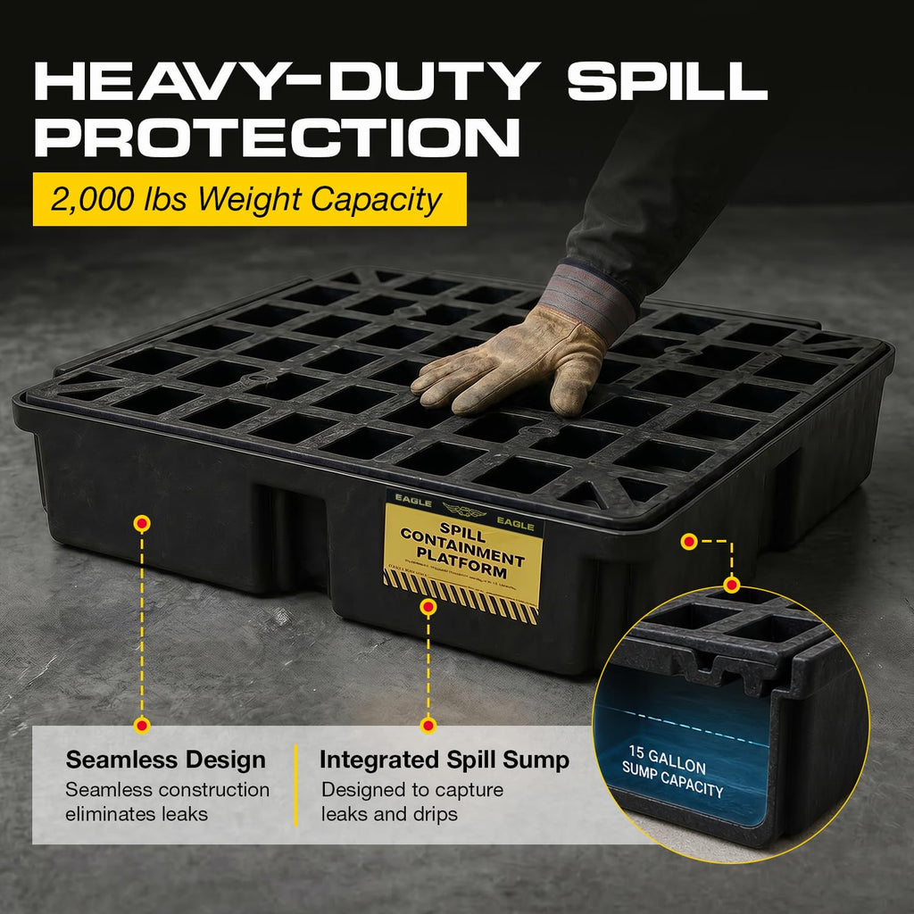 Eagle Modular Spill Containment Platform with Forklift Pockets, Secondary Containment, Made in USA