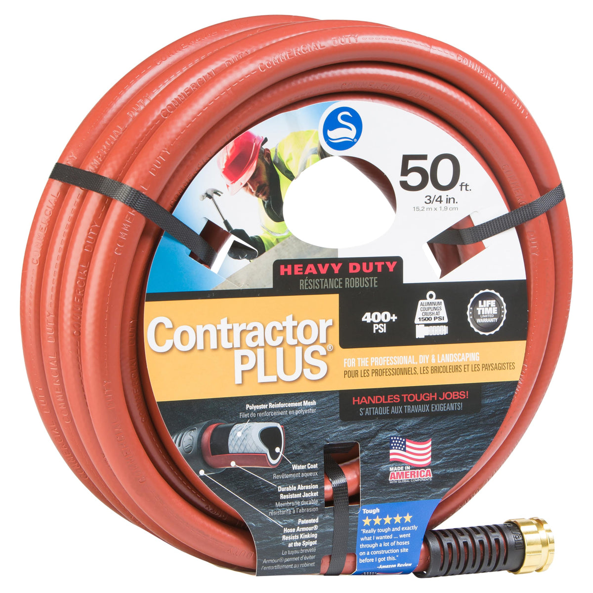 Swan ContractorPLUS Heavy Duty Watering Hose, 400+ PSI, Red