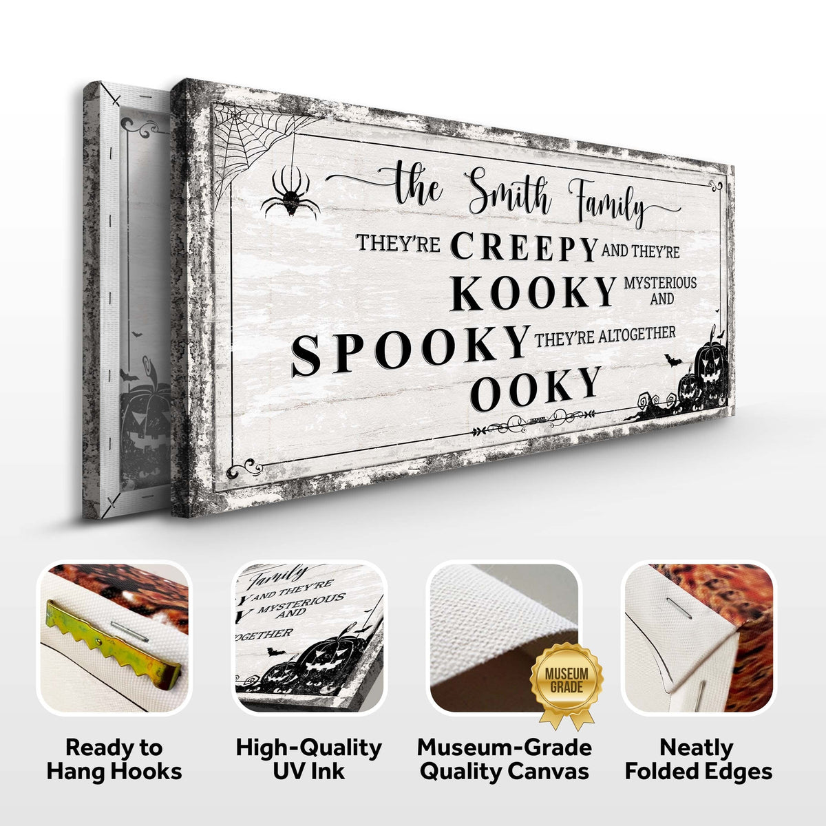 Personalized Family Halloween Sign – Custom Name Canvas Wall Decor