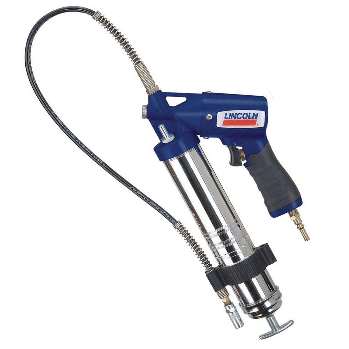 Lincoln 1162 Pneumatic Grease Gun with 30" High-Pressure Hose and Coupler, Variable Speed Trigger, 6,000 PSI, Fully Automatic, Continuous Operation, Combination Filler Coupler Air Bleeder Valve