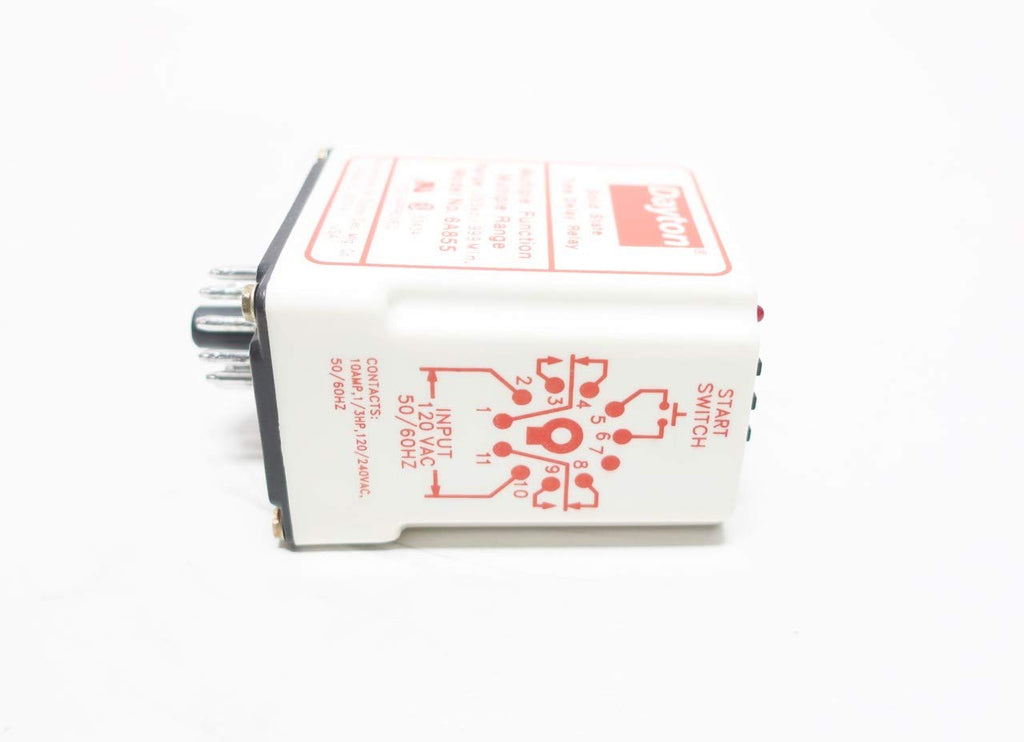 DAYTON 6A855 Solid State 0.05SEC - 999MIN 120V-AC TIME DELAY Relay
