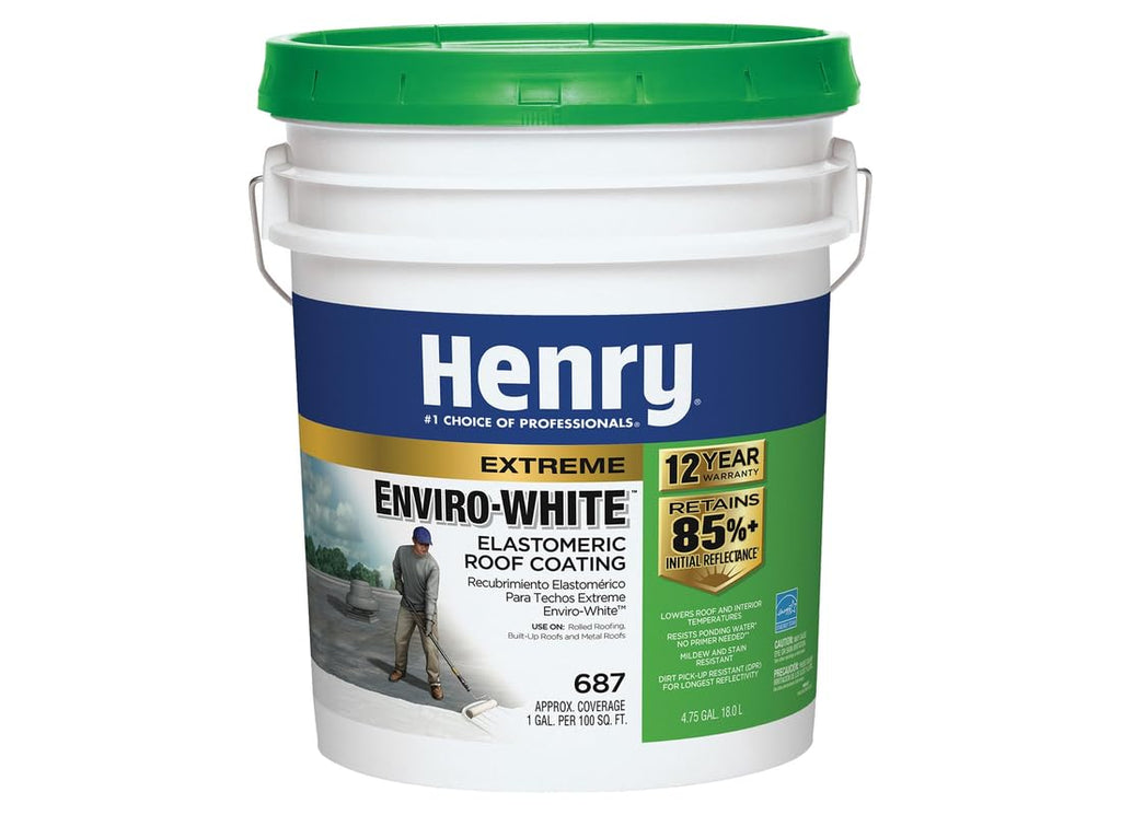 Henry Company HE687406 Enviro Premium White Roof Coating, 5 Gal, White