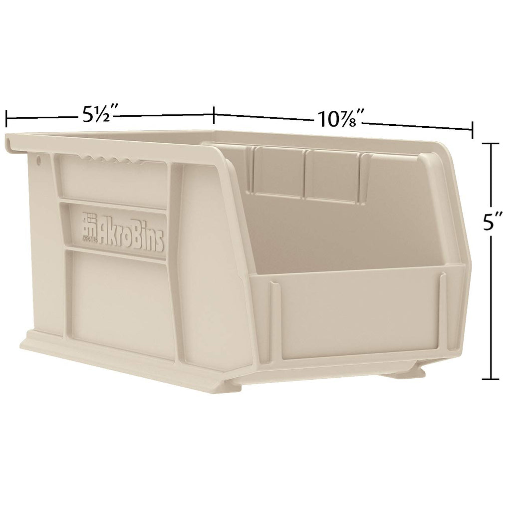 Akro-Mils 30230 AkroBins Plastic Storage Bins, Space-Saving Stackable Bins for Garage, Pantry, Craft Organization, 11-" x 5-" x 5-", Black, 12-Pack