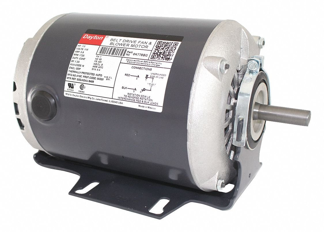 Dayton 1/3 HP Belt Drive Motor, Split-Phase, 1725 Nameplate RPM, 115 Voltage, Frame 48