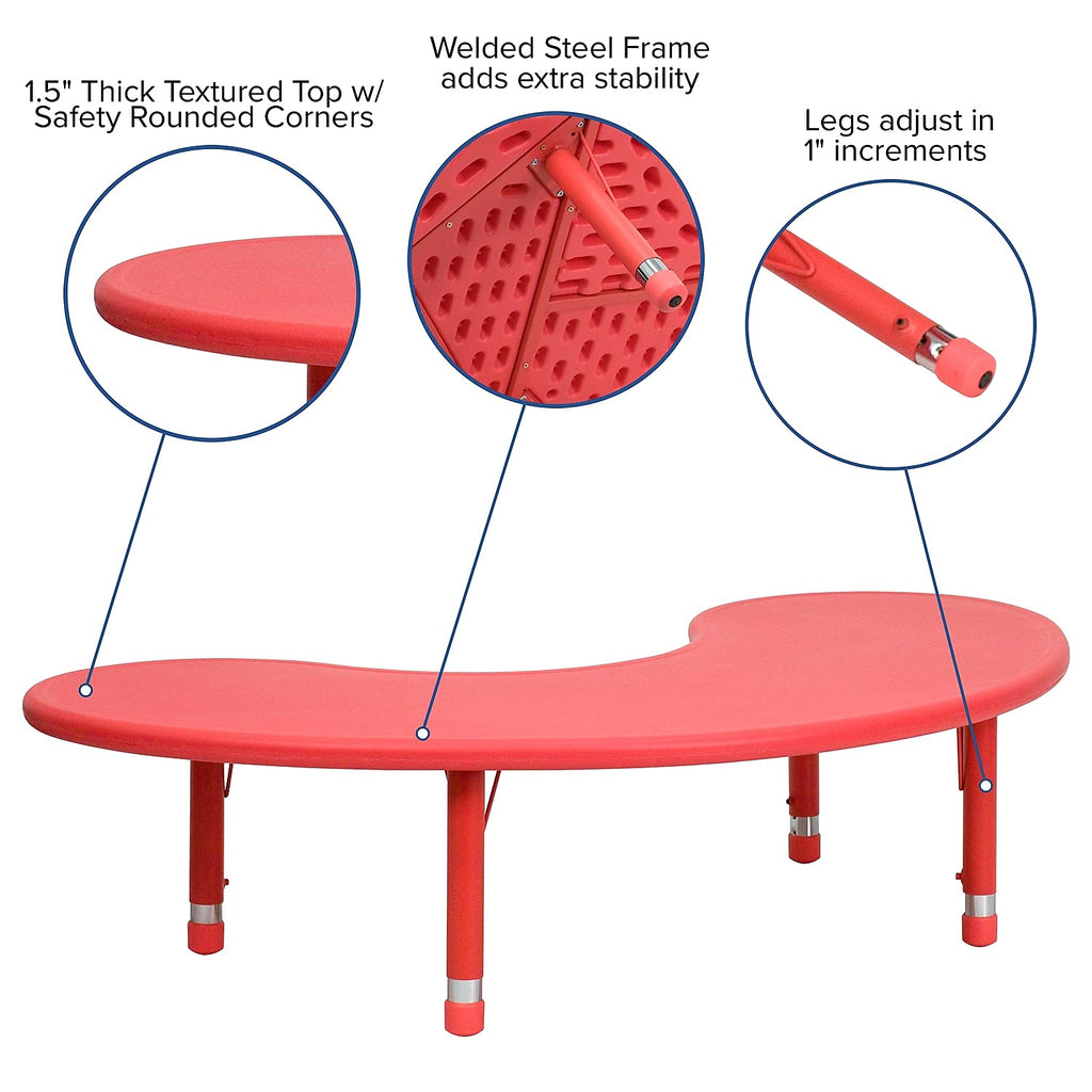 Flash Furniture Adjustable Half-Moon Blue Plastic Activity Table