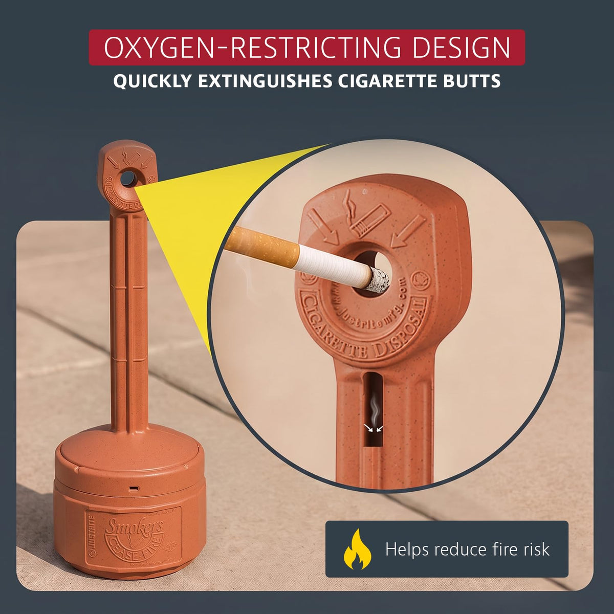 Justrite Personal Smokers Cease Fire Polyethylene Cigarette Butt Receptacle