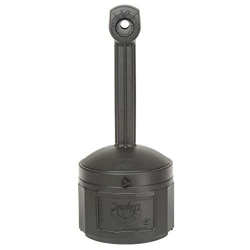 Justrite Cease-Fire Cigarette Butt Receptacle - 16-1/2" Dia.X38-1/2"H - 4-Gallon Capacity - Black