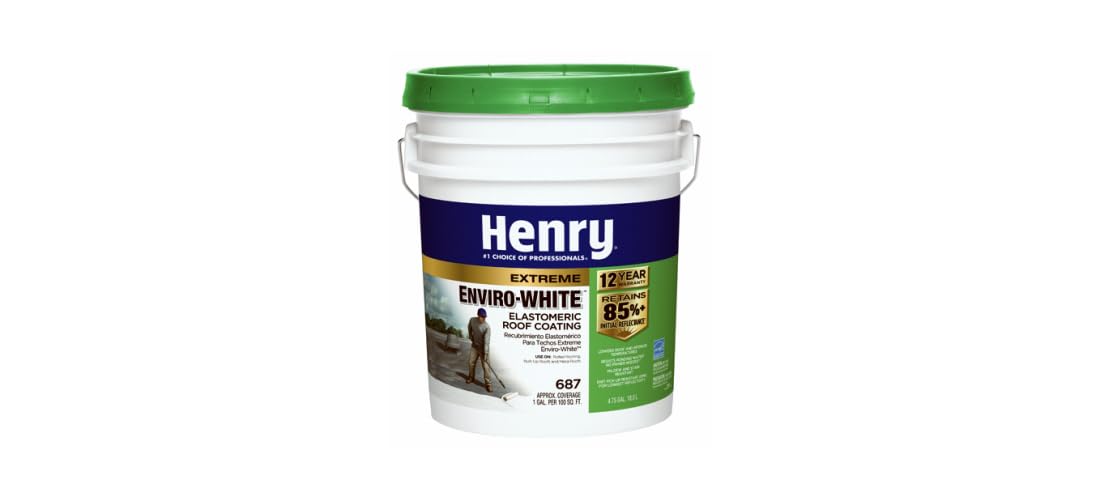 Henry Company HE687406 Enviro Premium White Roof Coating, 5 Gal, White