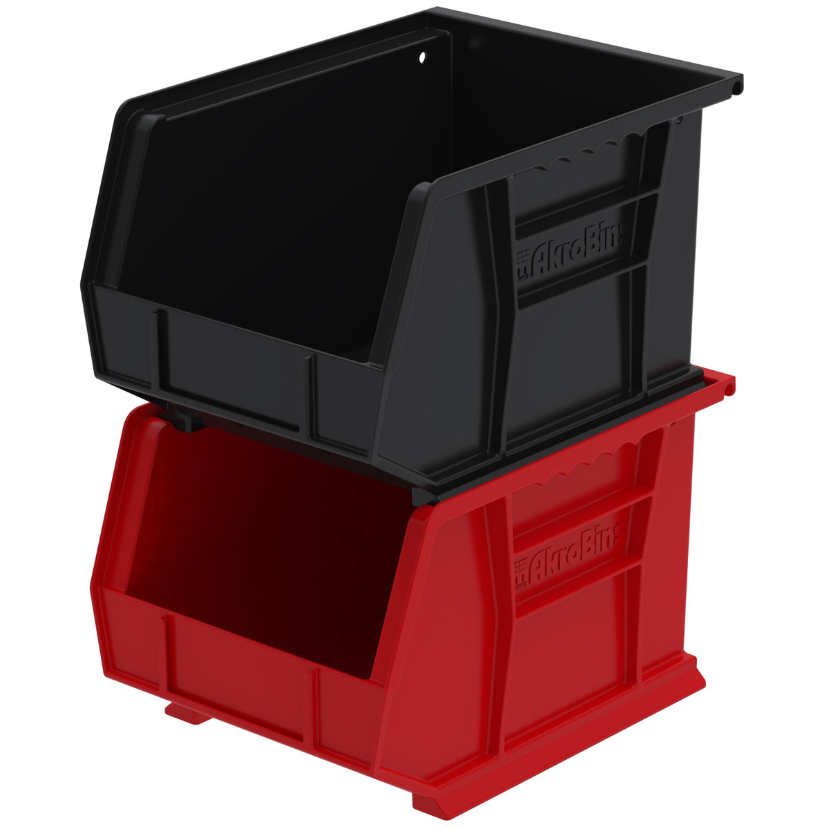 Akro-Mils 30239 AkroBins Plastic Storage Bins, Space-Saving Stackable Bins for Garage, Pantry, Craft Organization, 11-" x 8-" x 7-", Black, 6-Pack