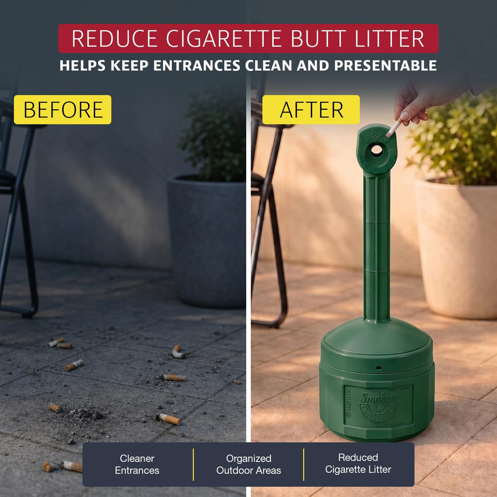 Justrite Personal Smokers Cease Fire Polyethylene Cigarette Butt Receptacle