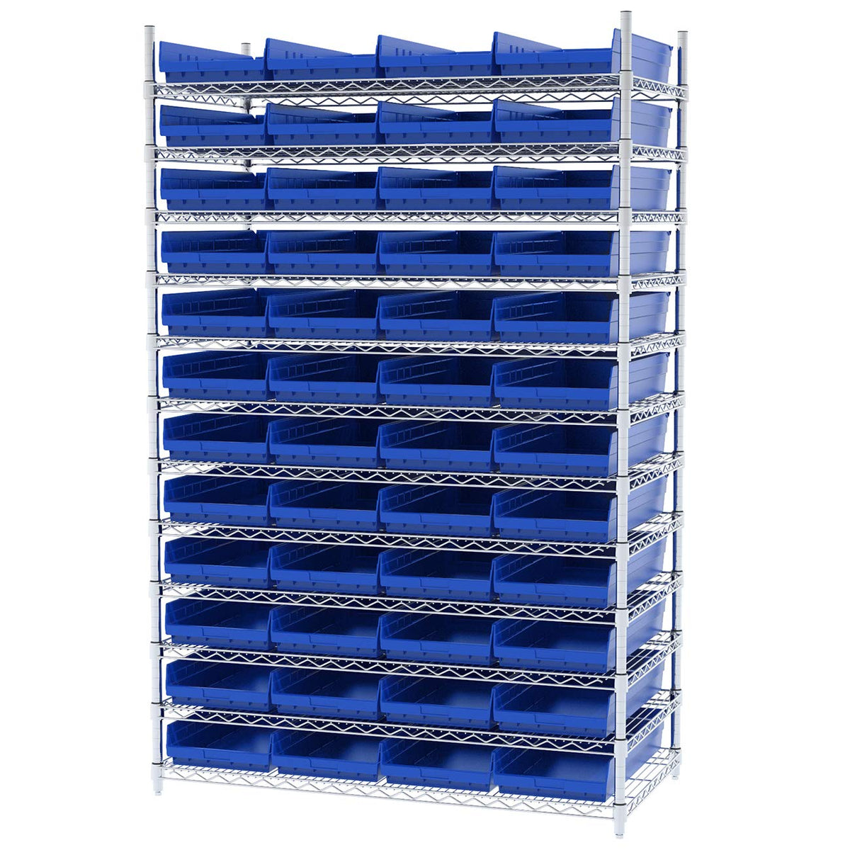 Akro-Mils 30174 24-Inch by 11-Inch by 4-Inch Plastic Nesting Shelf Bin Box, Blue, Case of 6