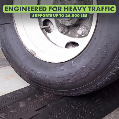 Checkers 2 Channel Low Profile Drive Over Cable Protector, Heavy Duty Loads up to 26,000 Pounds, Polyurethane Construction, Improved Traction and Stability