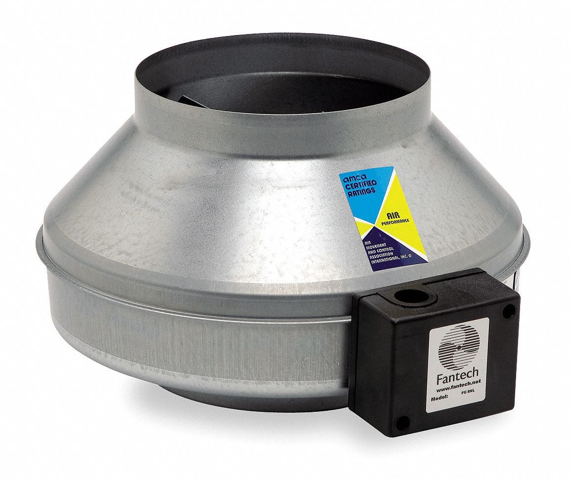 FANTECH Galvanized Steel Inline Centrifugal Duct Fan, Fits Duct Dia. 8", Voltage 120V