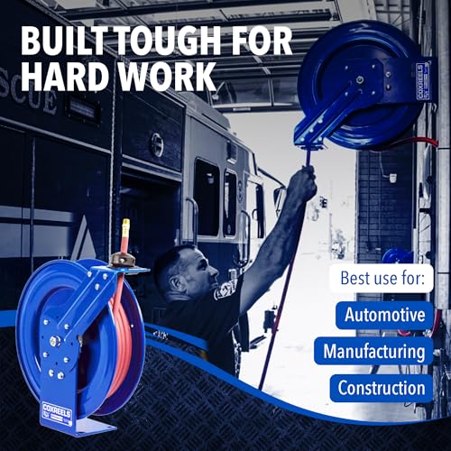 Coxreels P-LP-110 Low Pressure Spring Rewind Hose Reel: 1/4" I.D., 10' Hose Capacity, with Hose, 300 PSI