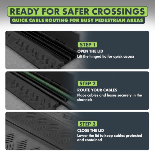 Checkers 2 Channel Low Profile Drive Over Cable Protector, Heavy Duty Loads up to 26,000 Pounds, Polyurethane Construction, Improved Traction and Stability