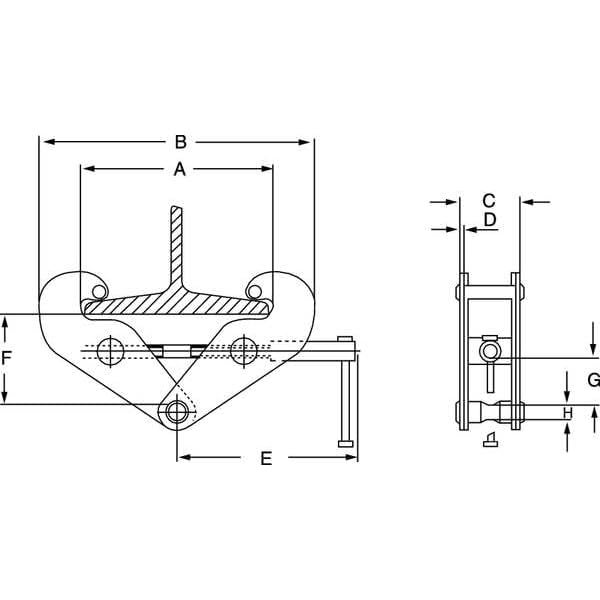 Beam Clamp, Vertical Lift, 2000 Lb.