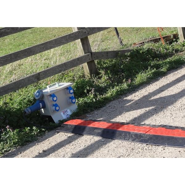 Checkers 2 Channel Low Profile Drive Over Cable Protector, Heavy Duty Loads up to 26,000 Pounds, Polyurethane Construction, Improved Traction and Stability