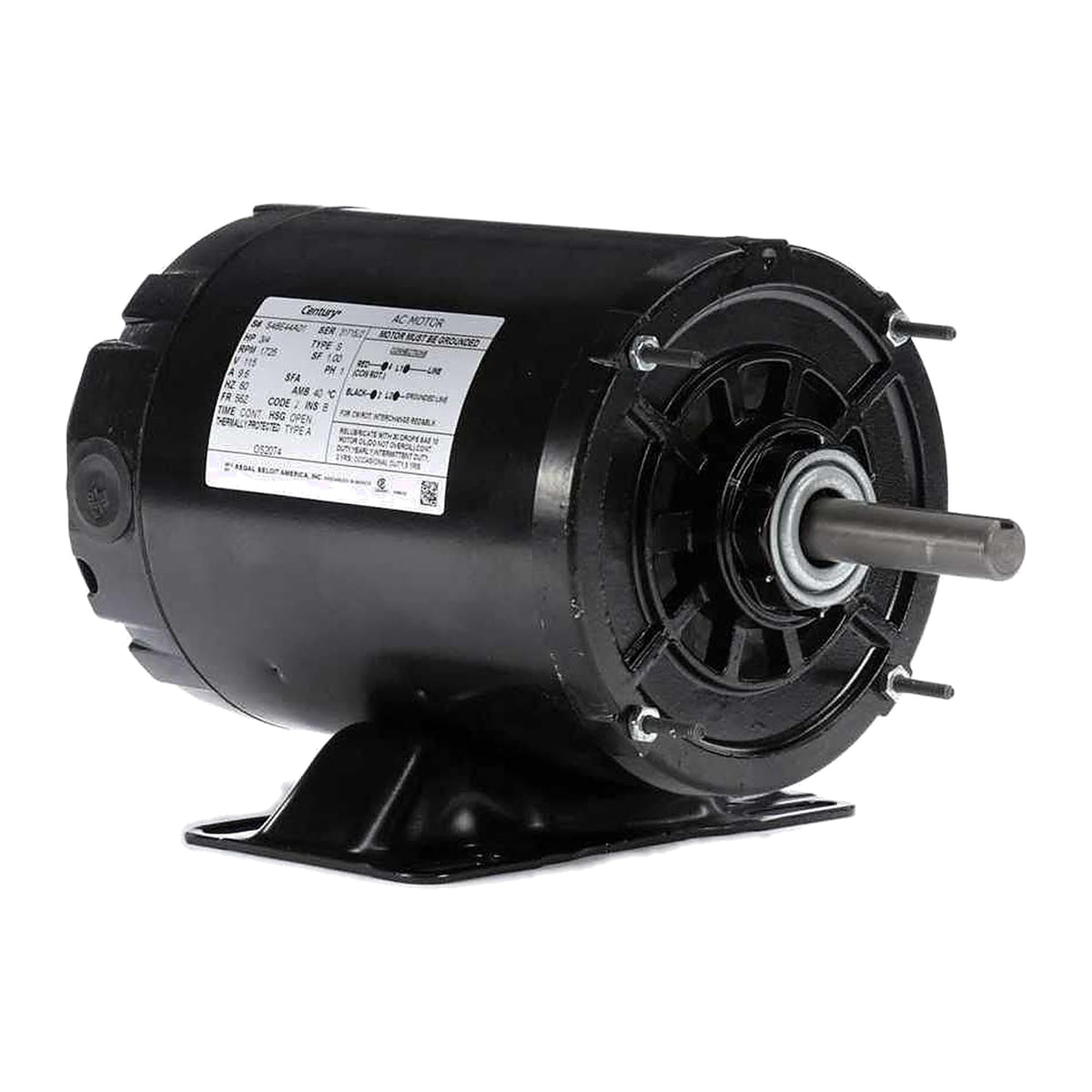 Century OS2074 Split Phase Rigid Base Motor, 3/4 HP, 1725 RPM, 56Z Frame, 115V