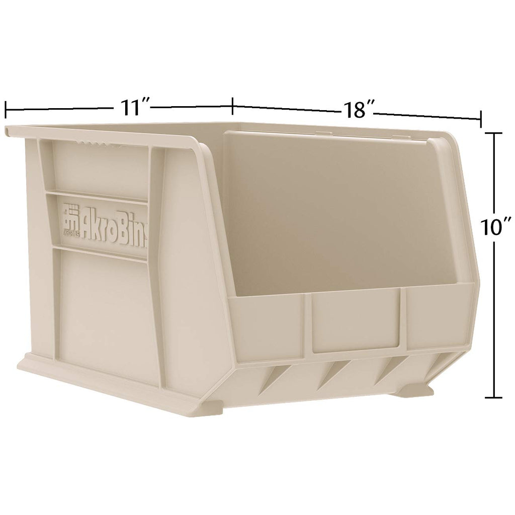 Akro-Mils 30260 AkroBins Hanging Stacking Storage Bins, 18" x 11" x 10", Black (6 Pack)