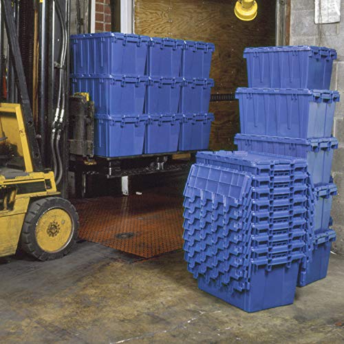 Buckhorn Industrial Grade Plastic Attached Lid Flip TOP 17 gallon Container Tote - 27" x 17" x 12" - Grey