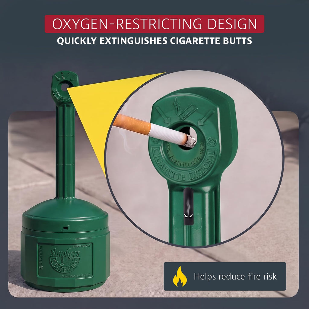 Justrite Personal Smokers Cease Fire Polyethylene Cigarette Butt Receptacle
