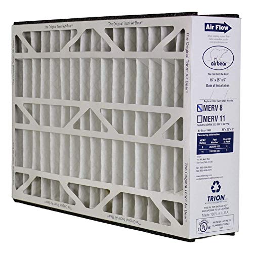 Trion 255649-105 Air Bear MERV 8 High-Performance Pleated Air Purifier Furnace Filter, Cleaner Purification Systems, 16 by 25 by 5 Inches (3 Pack)