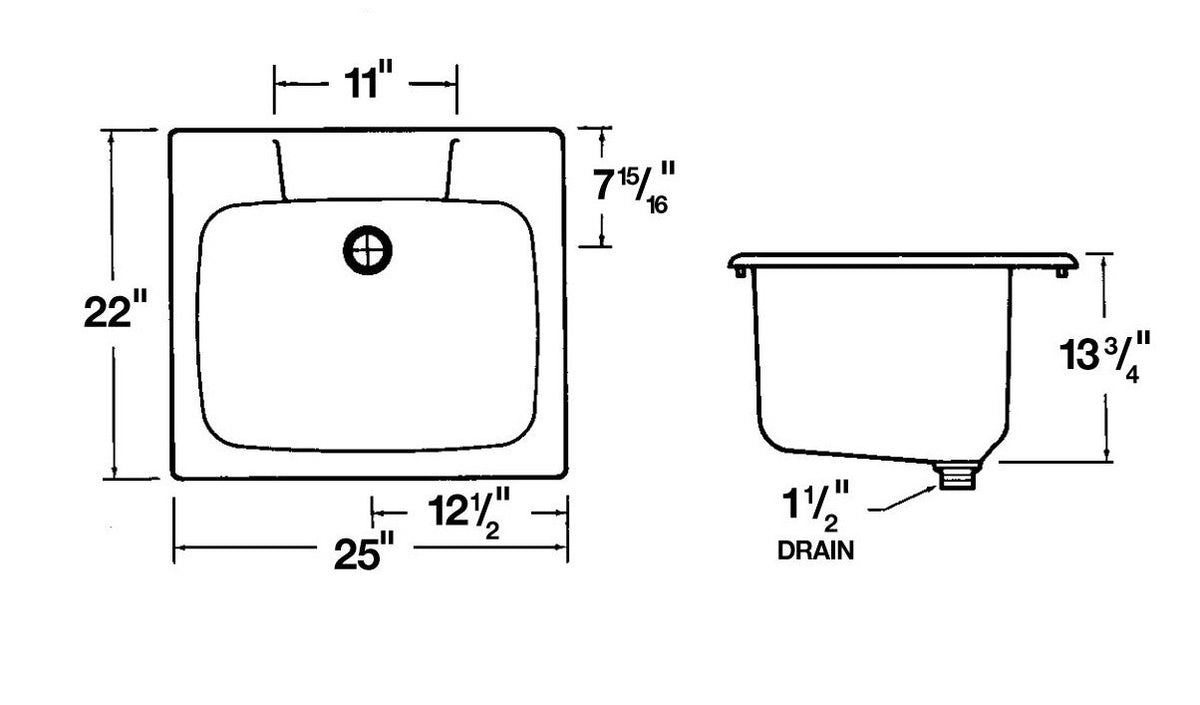 Mustee 10 Utility Sink, 22-Inch x 25-Inch, White