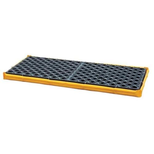 UltraTech 1351 Polyethylene P2 Flexible 2-Drum Ultra-Spill Deck, 3000 lbs Capacity, 24" Length x 48" Width x 2-1/2" Height, Yellow