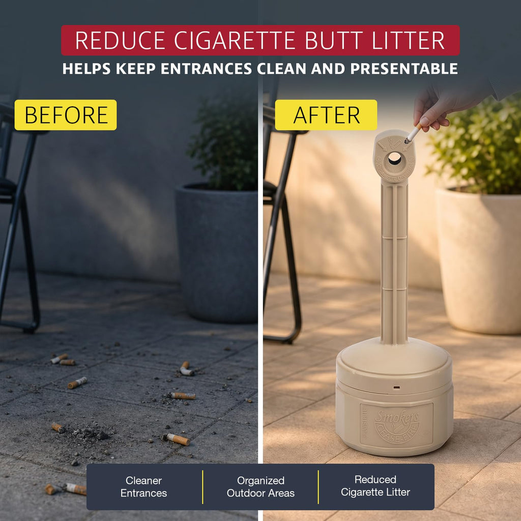 Justrite Personal Smokers Cease Fire Polyethylene Cigarette Butt Receptacle