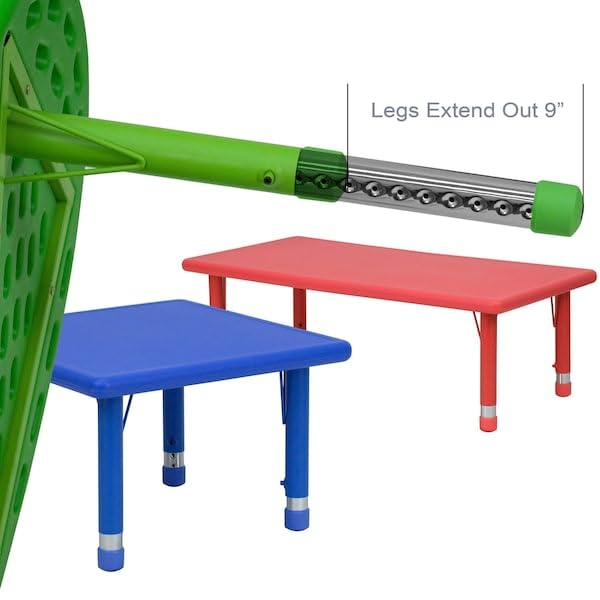 Flash Furniture Adjustable Half-Moon Blue Plastic Activity Table