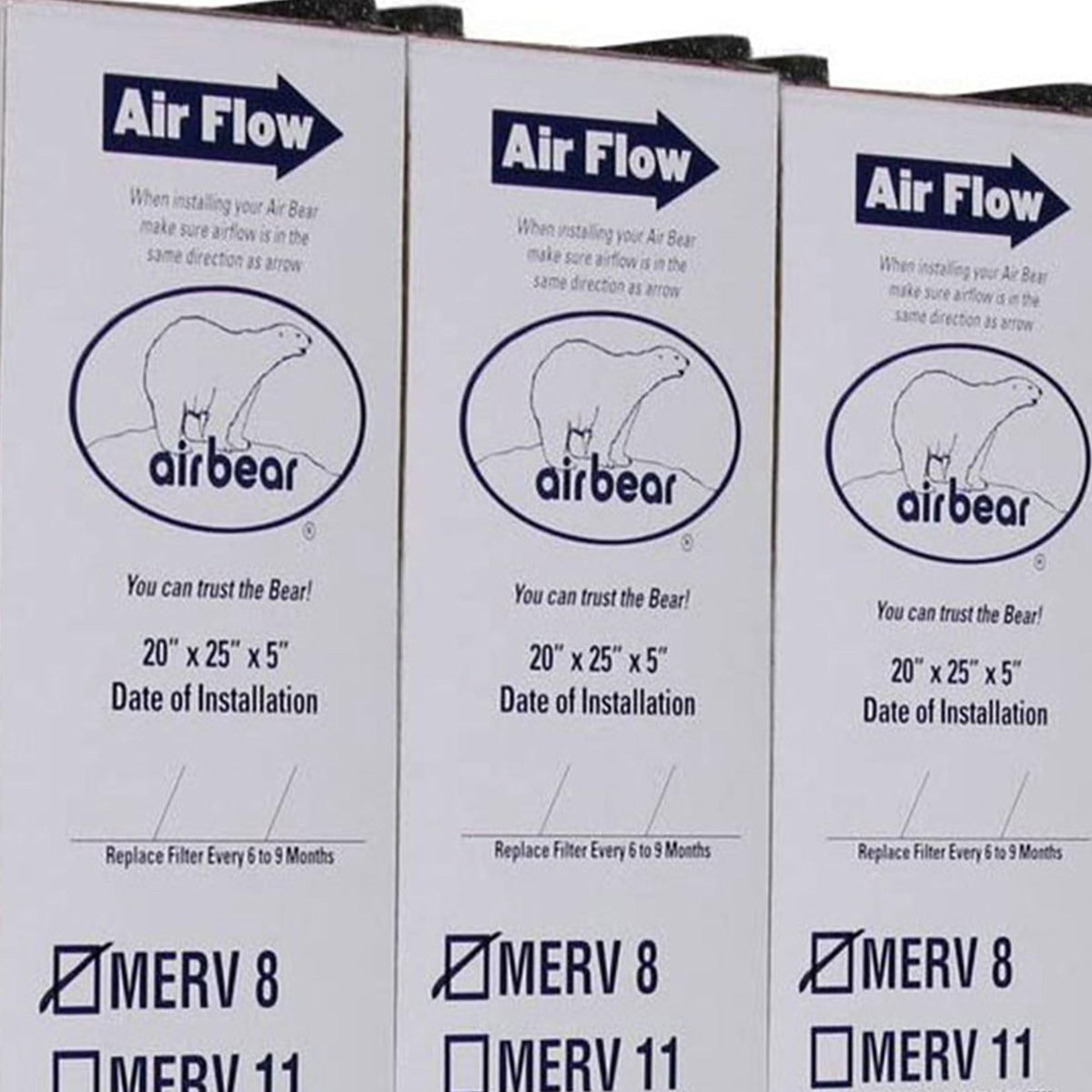 Trion 255649-102 Air Bear 20 x 25 x 5 Inch MERV 8 High Performance Air Purifier Filter Replacement for Air Bear Supreme, Right Angle, and Cub Air Cleaner Purification Systems (3 Pack)