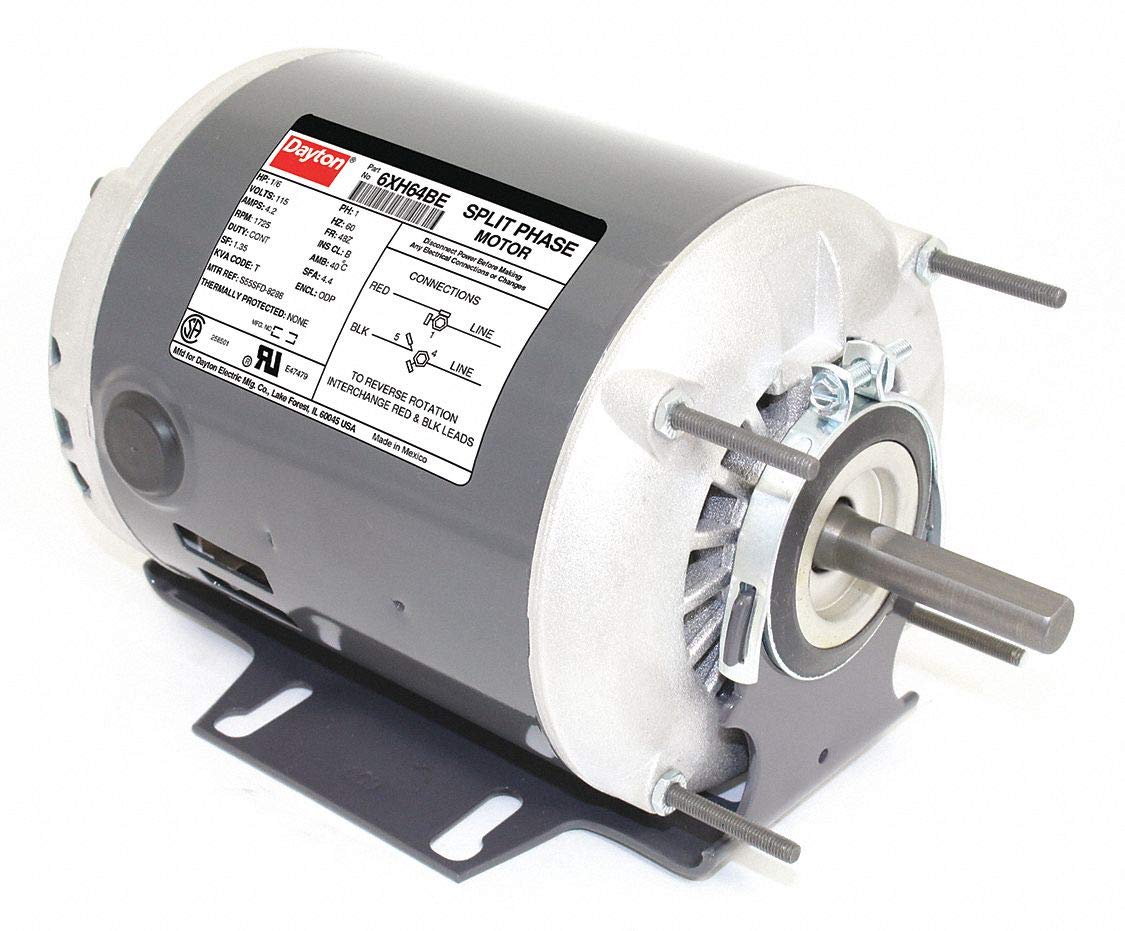 Dayton 1/6 HP General Purpose Motor,Split-Phase,1725 Nameplate RPM,Voltage 115,Frame 48Z