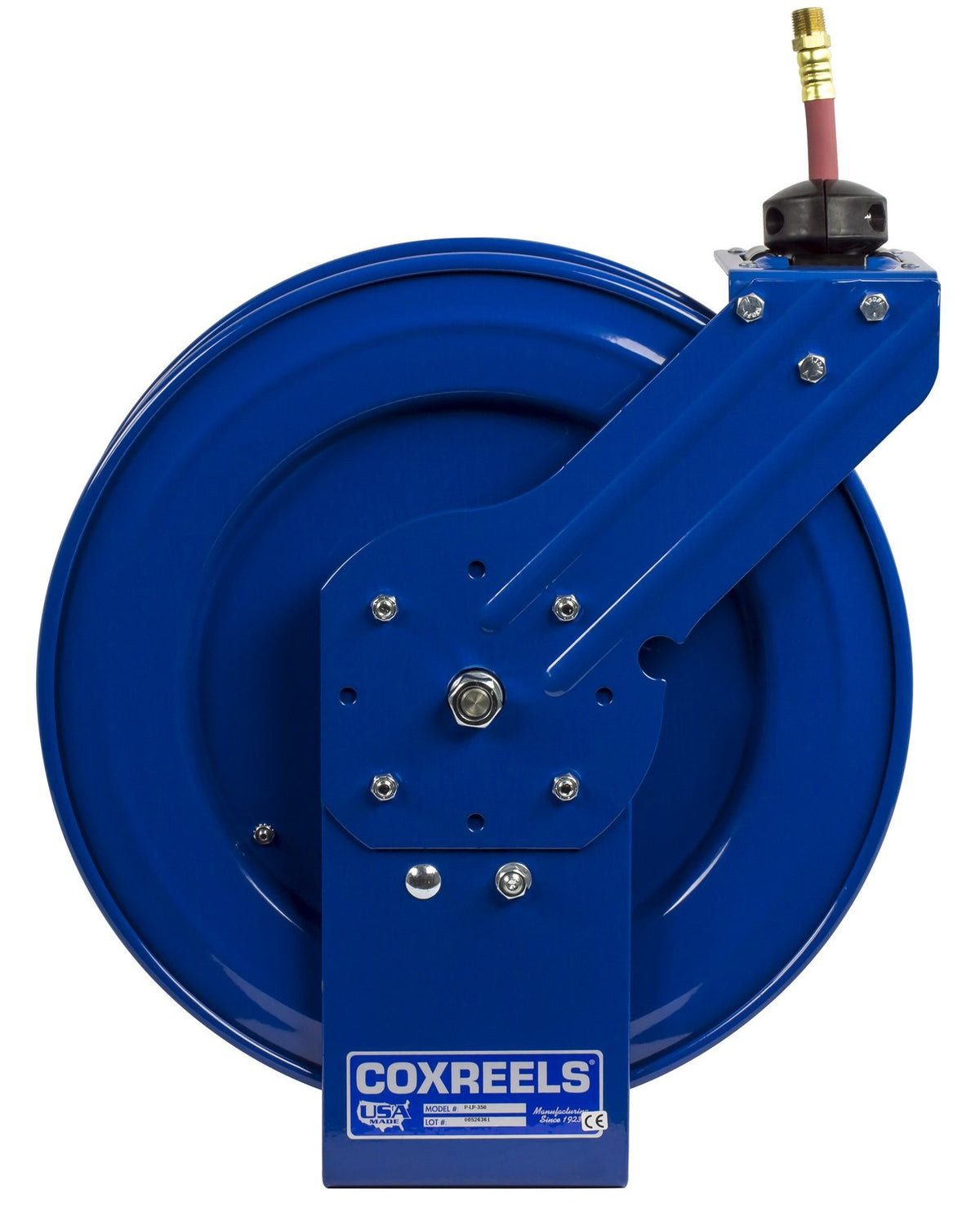 Coxreels P-LP-110 Low Pressure Spring Rewind Hose Reel: 1/4" I.D., 10' Hose Capacity, with Hose, 300 PSI