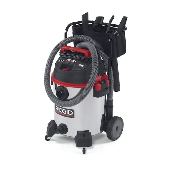 RIDGID 50353 1610RV Stainless Steel 16-Gal. Wet/Dry Shop Vacuum with Cart, 6.5 Peak HP