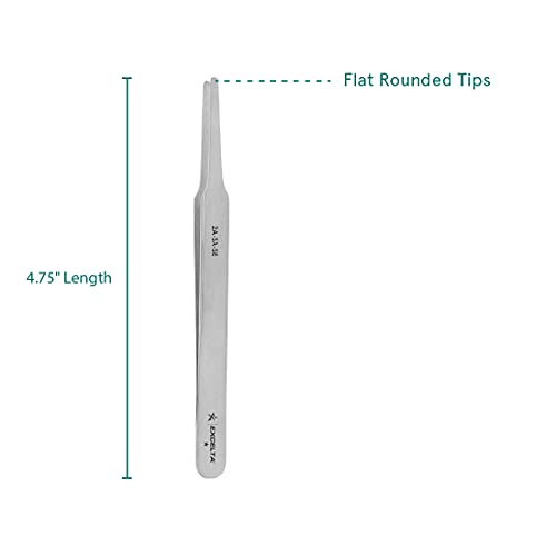 Excelta 2A-SA-SE Straight Tapered Flat Point Precision Tweezers, Anti-Magnetic Stainless Steel, ESD Safe, Anti-Static & Conductive Professional Tool for SMD Components, Labels & Electronics, 4.75" OAL