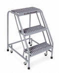 Cotterman 1003N1820A3E10B3C1P1 All Welded Ready to Use Rolling Steel Safety Ladder, 3-Step, 30" Top Step Height, Serrated Tread, 450 lb Capacity