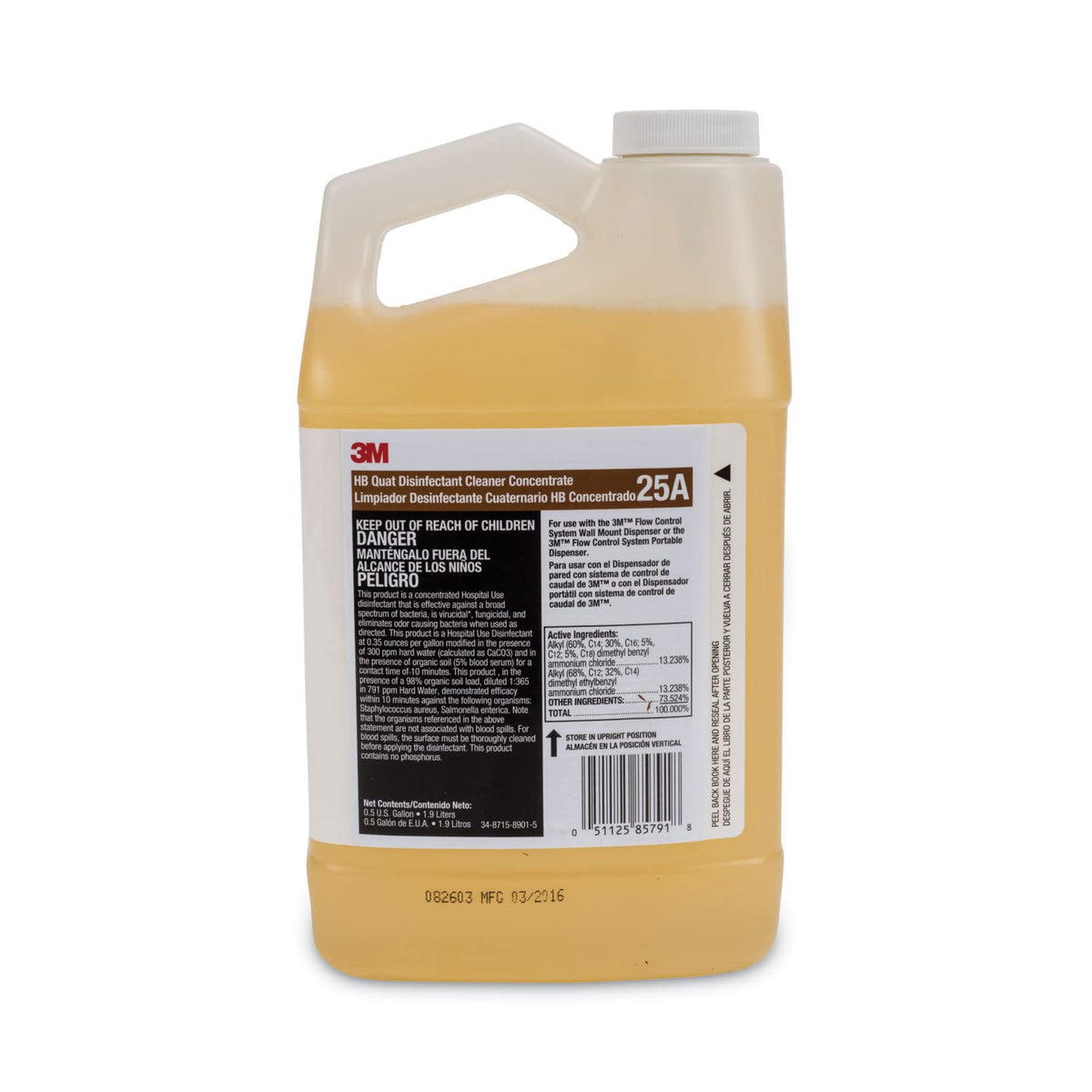 3M HB Quat Disinfectant Cleaner Concentrate 25A, 0.5 Gallon