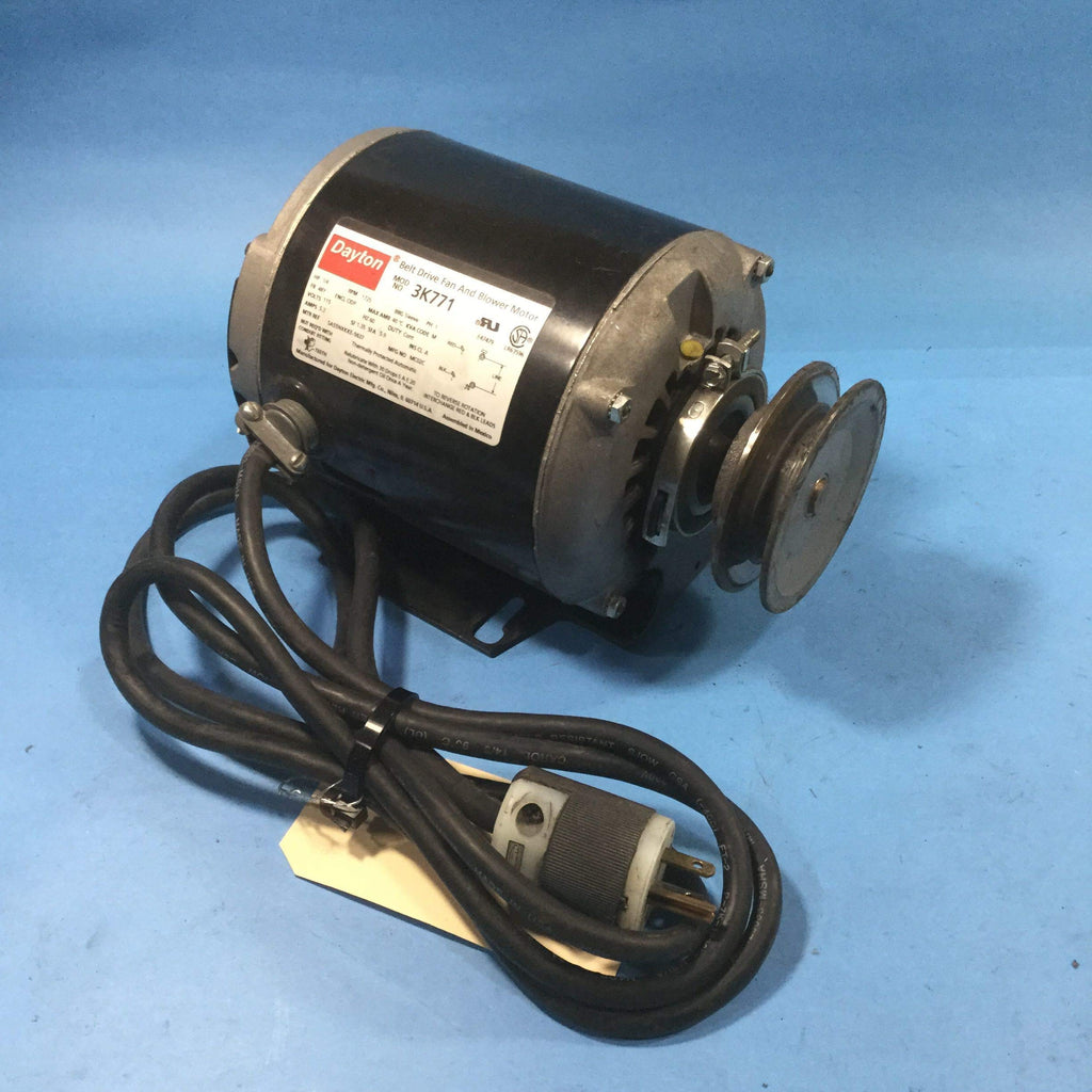 Dayton 3K771 Belt Drive Motor, Split-Phase, 1725 Nameplate RPM, 115V, Frame 48, 1/4 hp