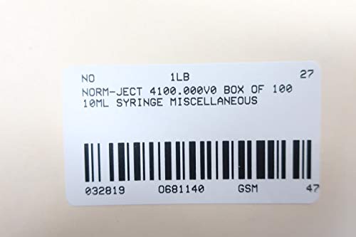 NORM-JECT 4100.000V0 10mL Syringe, Box of 100