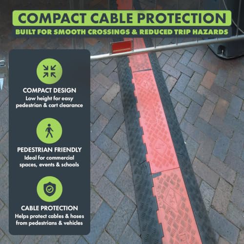 Checkers 2 Channel Low Profile Drive Over Cable Protector, Heavy Duty Loads up to 26,000 Pounds, Polyurethane Construction, Improved Traction and Stability