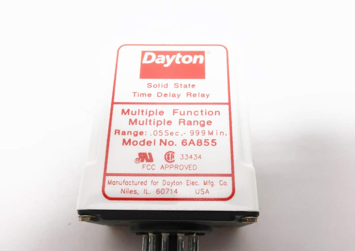 DAYTON 6A855 Solid State 0.05SEC - 999MIN 120V-AC TIME DELAY Relay