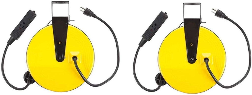 Bayco SL-800 Retractable Metal Cord Reel with 3 Outlets - 30 Foot (Pack of 2)