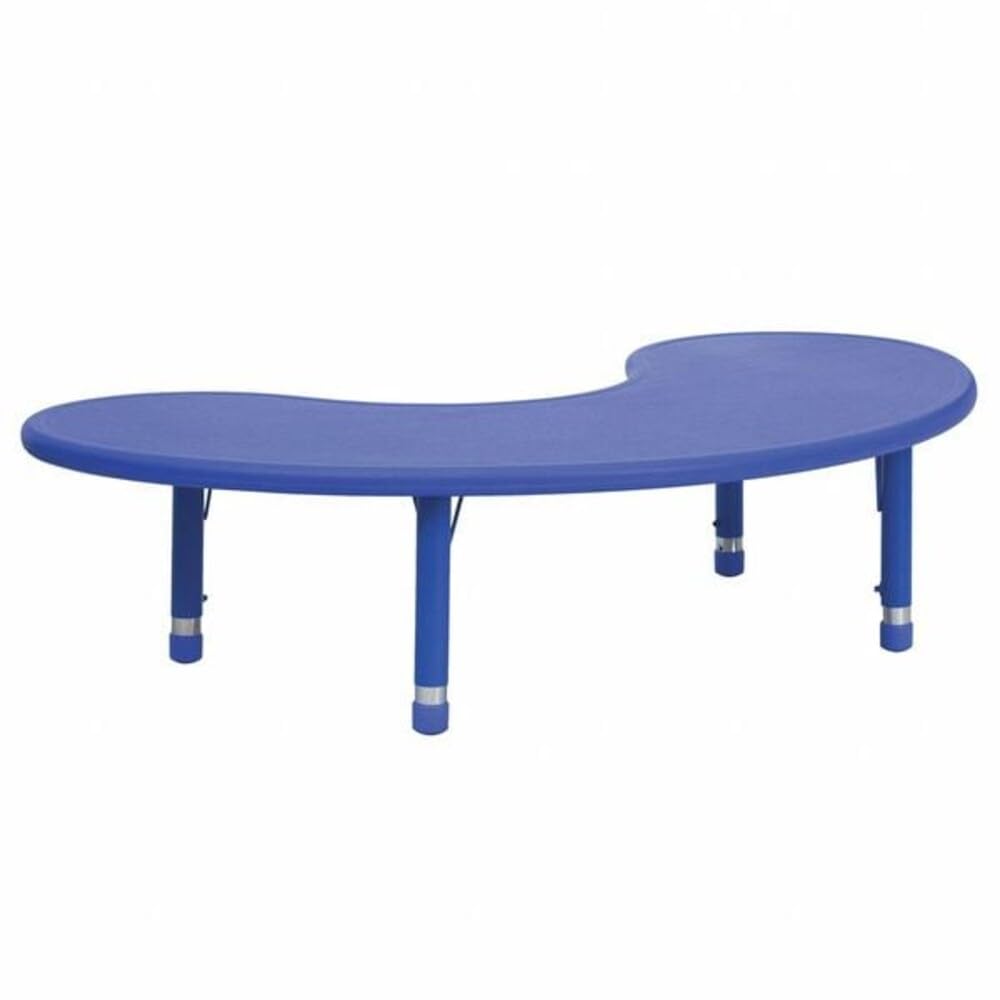 Flash Furniture Adjustable Half-Moon Blue Plastic Activity Table